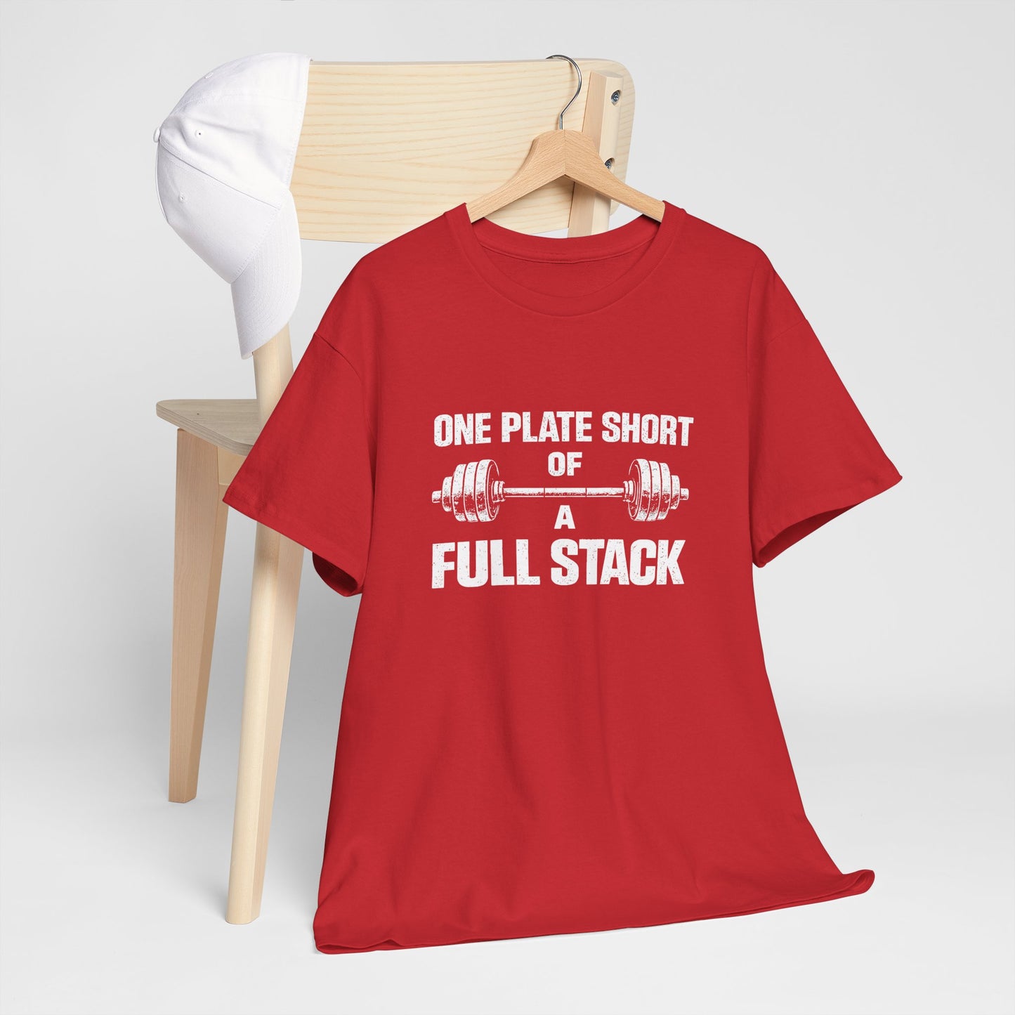 One Plate Short of a Full Stack Gym Shirt – Funny Weightlifting T-Shirt – Gym Humor Tee