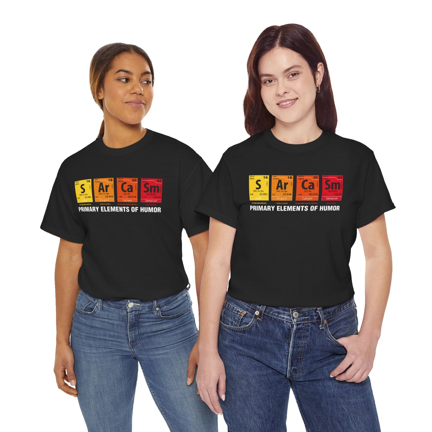 Sarcasm Elements T‑Shirt — "Primary Elements of Humor" Graphic Tee