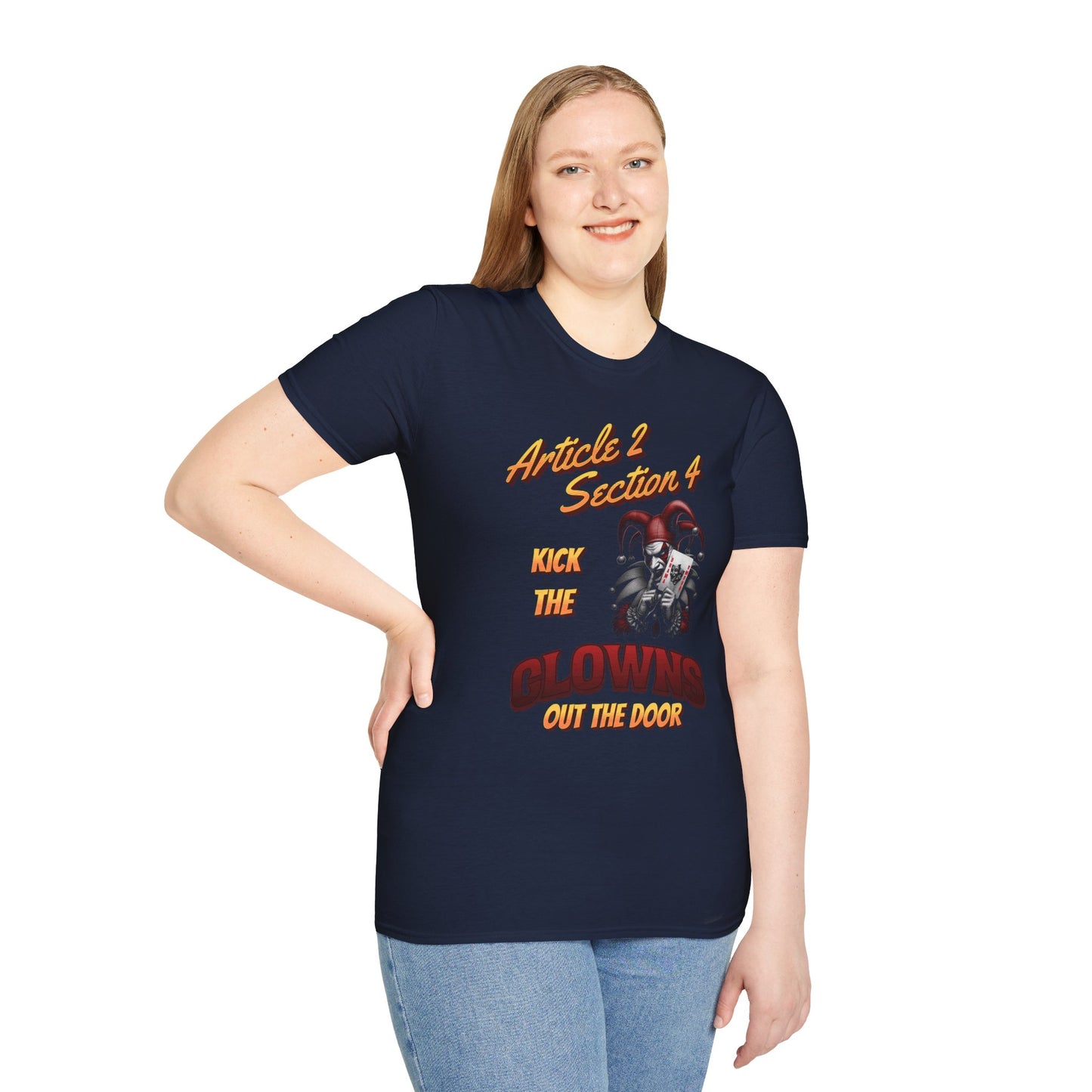 Kick That Clown graphic T-Shirt | Jester Skull Illustration, Article 2 Section 4