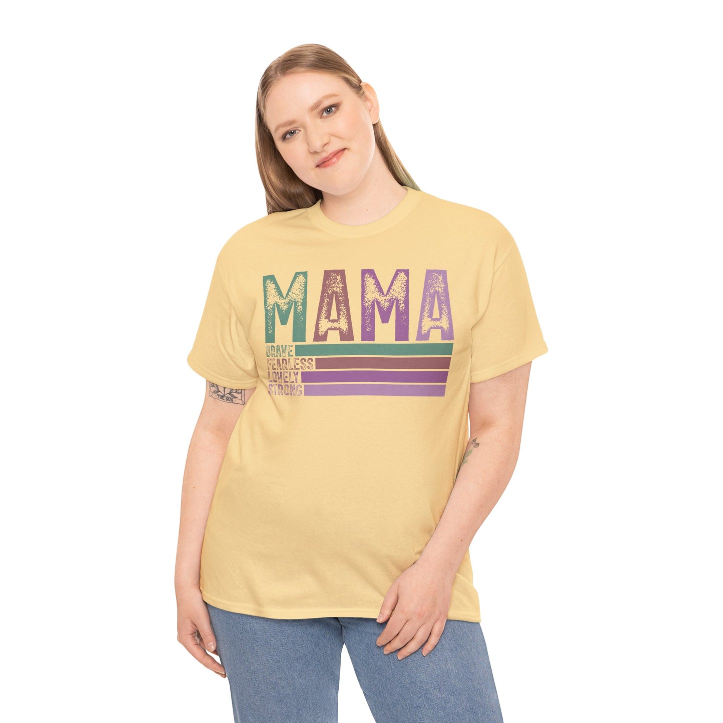 Inspirational Mama Tee - Brave, Fearless, Lovely, Strong Perfect for Mother's Day, Birthday. Asst. Colors & Sizes