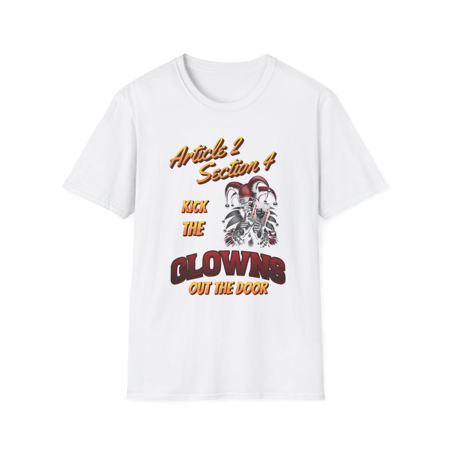 Kick That Clown graphic T-Shirt | Jester Skull Illustration, Article 2 Section 4