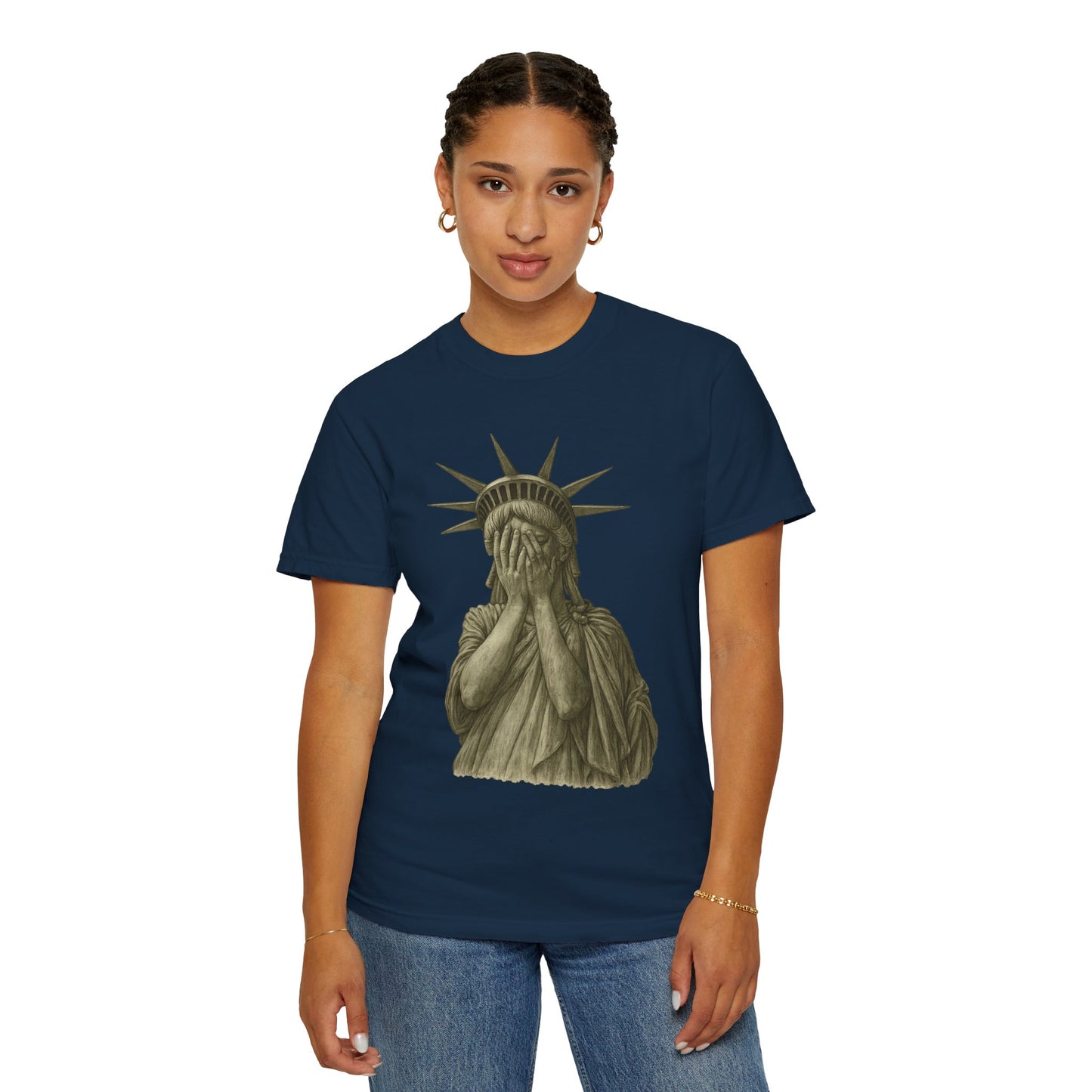 Lady Liberty Shocked Historian T-Shirt Parody Comfort Colors 1717