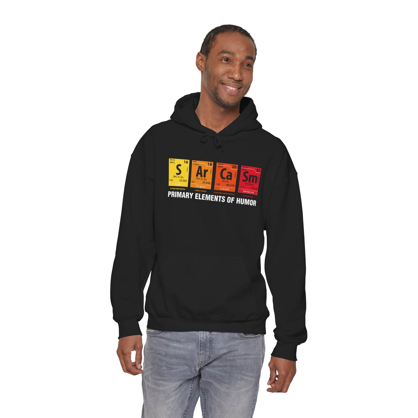 Sarcasm Hoodie - "Primary Elements of Humor" Periodic Table Pullover