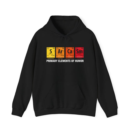 Sarcasm Hoodie - "Primary Elements of Humor" Periodic Table Pullover