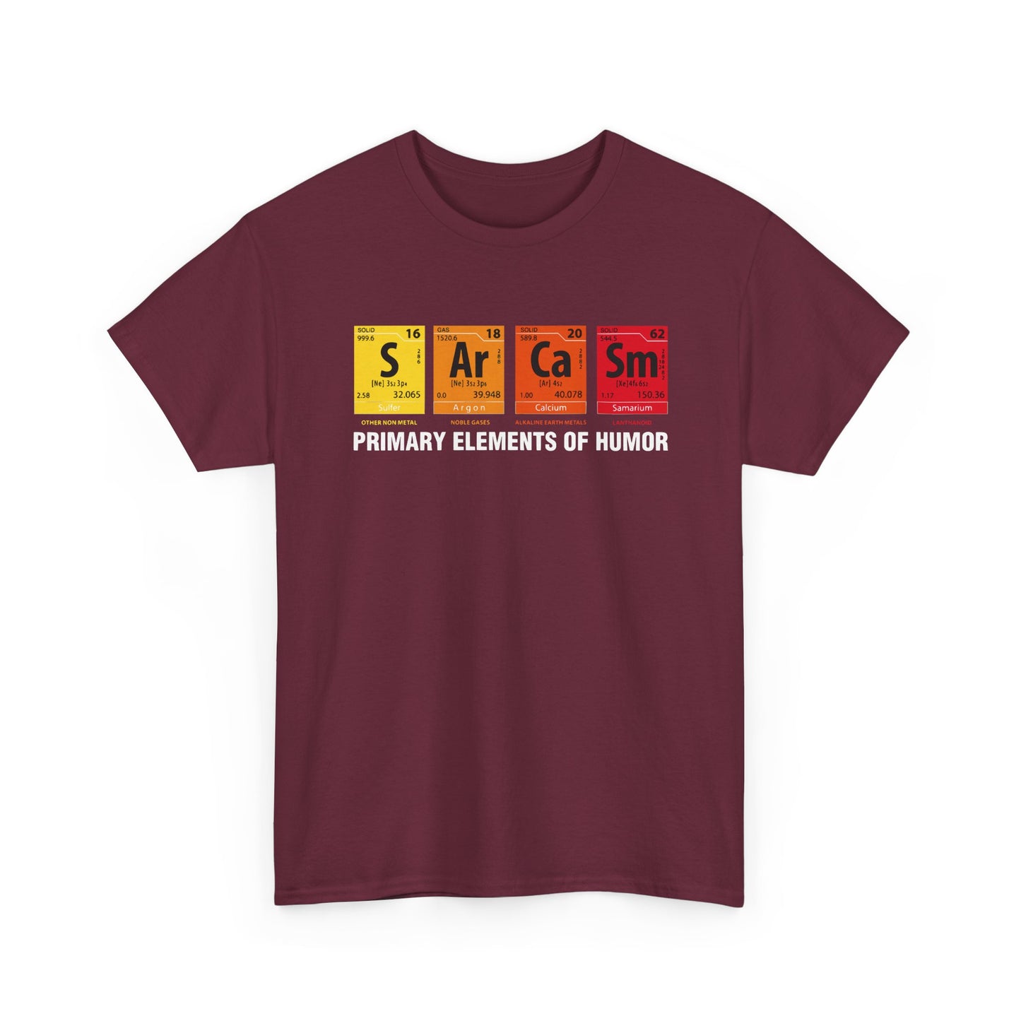 Sarcasm Elements T‑Shirt — "Primary Elements of Humor" Graphic Tee