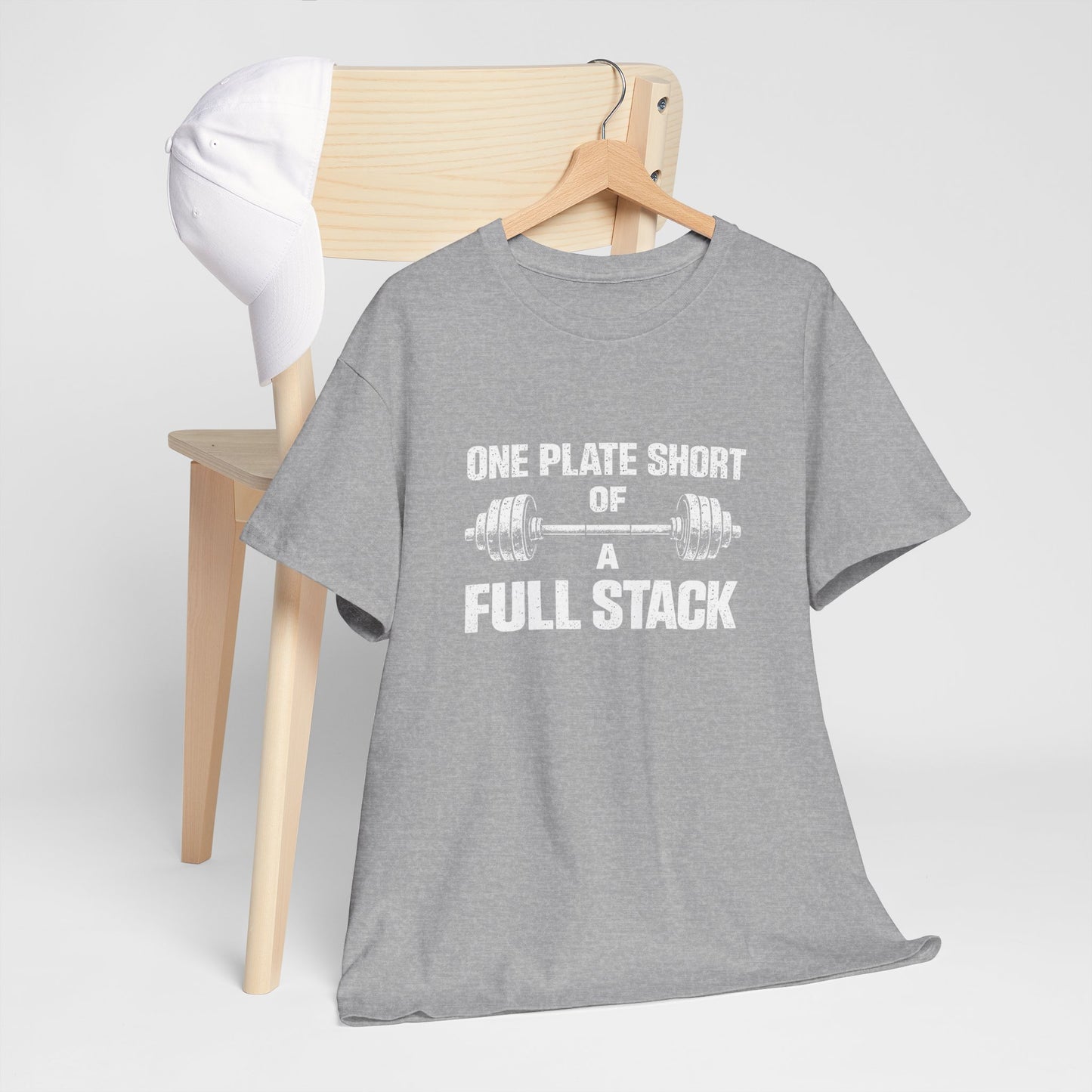 One Plate Short of a Full Stack Gym Shirt – Funny Weightlifting T-Shirt – Gym Humor Tee