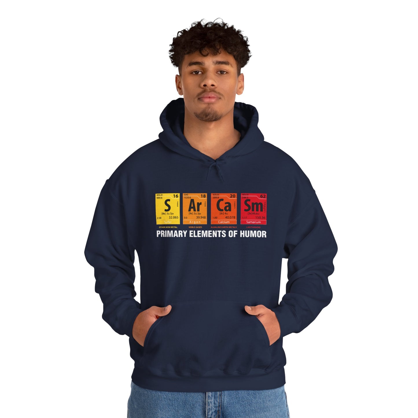 Sarcasm Hoodie - "Primary Elements of Humor" Periodic Table Pullover