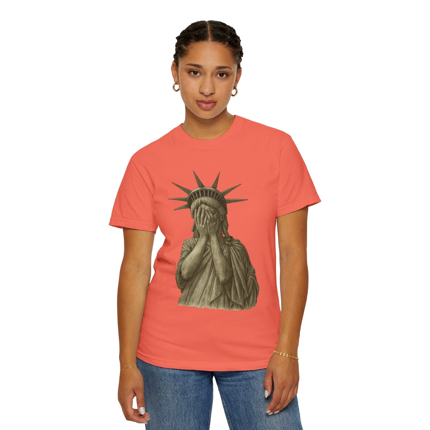 Lady Liberty Shocked Historian T-Shirt Parody Comfort Colors 1717