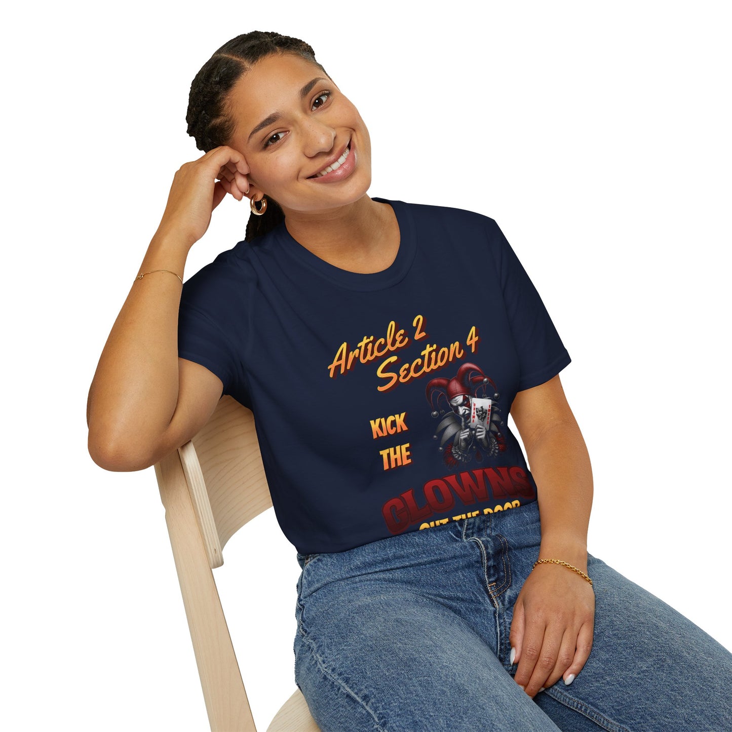 Kick That Clown graphic T-Shirt | Jester Skull Illustration, Article 2 Section 4