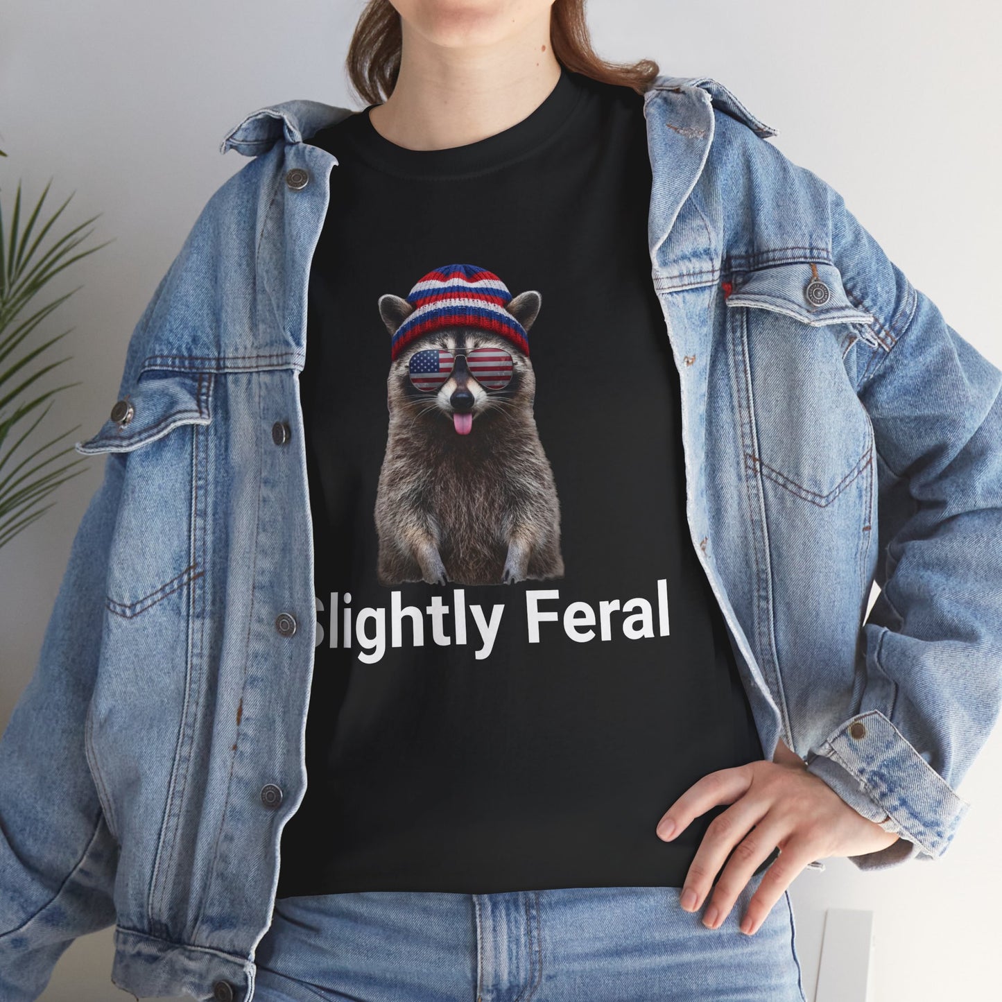 Slightly Feral Raccoon Shirt – White Design Black Graphic Tee