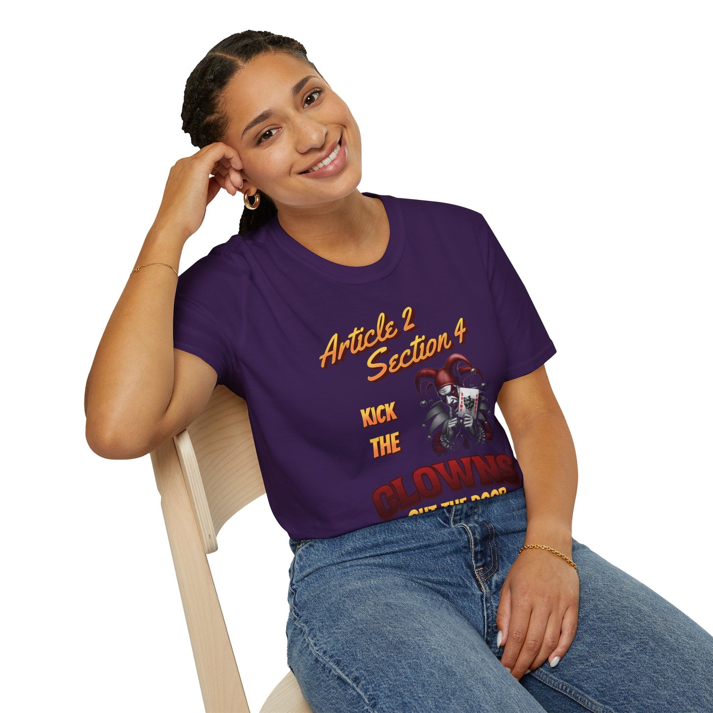 Kick That Clown graphic T-Shirt | Jester Skull Illustration, Article 2 Section 4