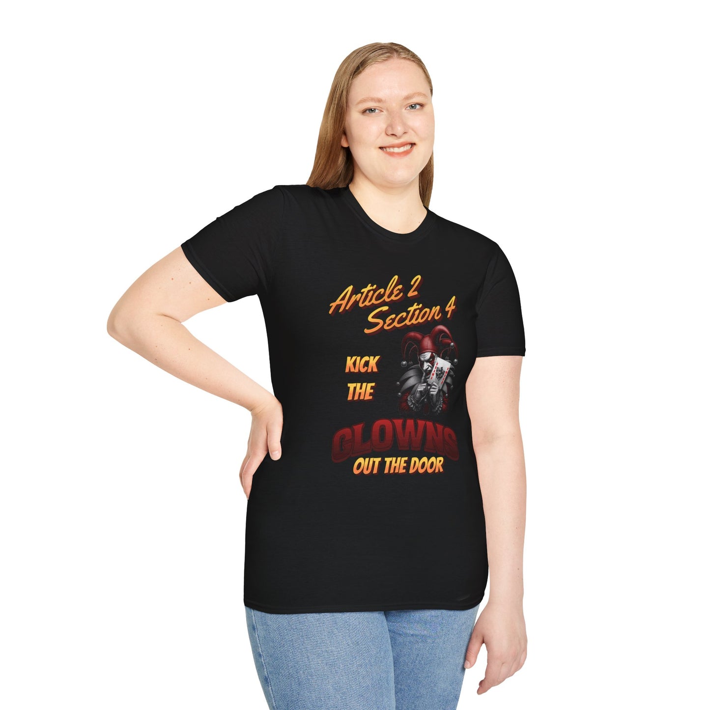 Kick That Clown graphic T-Shirt | Jester Skull Illustration, Article 2 Section 4