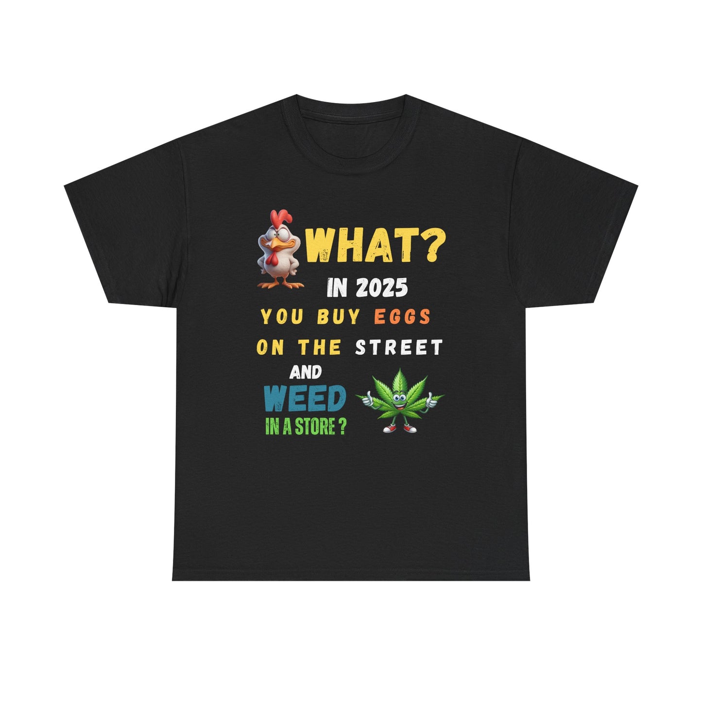 Funny Tee Shirt What? In 2025 You Buy Eggs On The Street And Weed In A Store