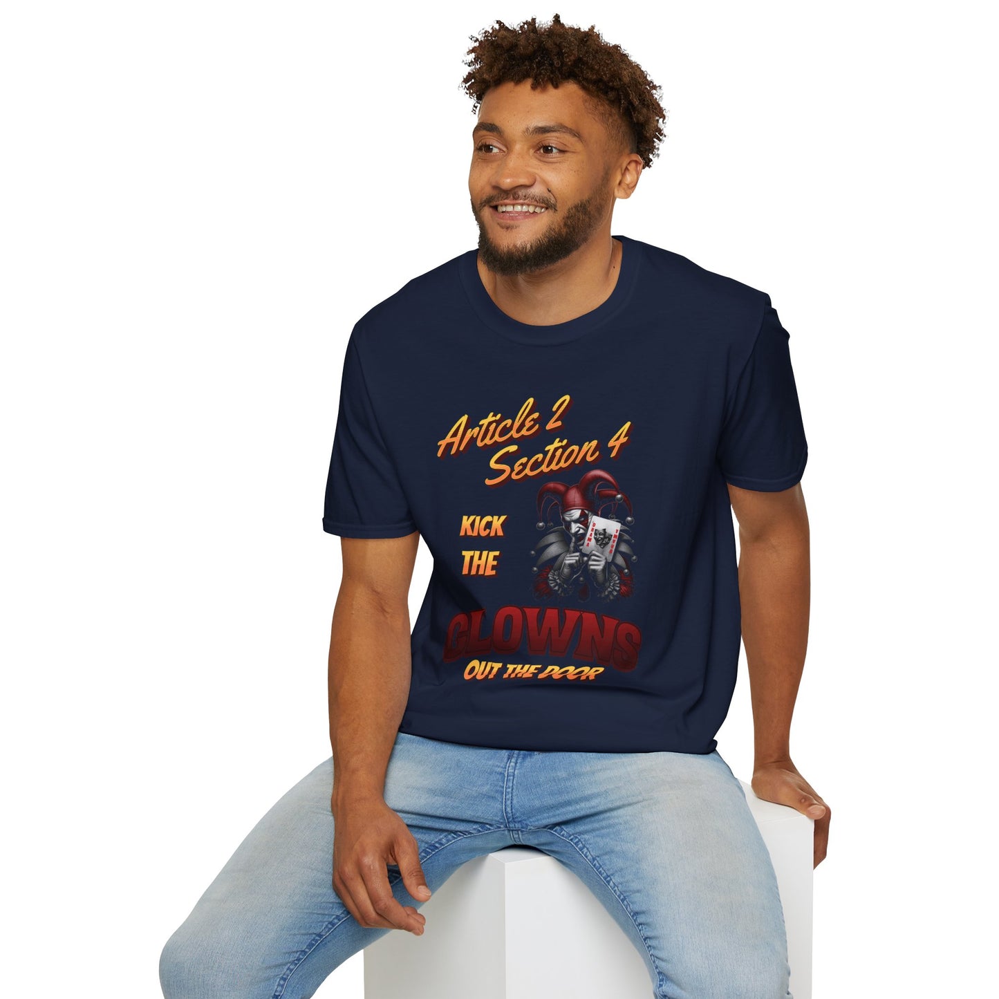 Kick That Clown graphic T-Shirt | Jester Skull Illustration, Article 2 Section 4