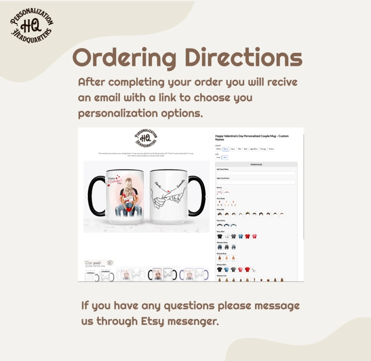 Minimalist and Organic Shop - Personalization Ordering Directions