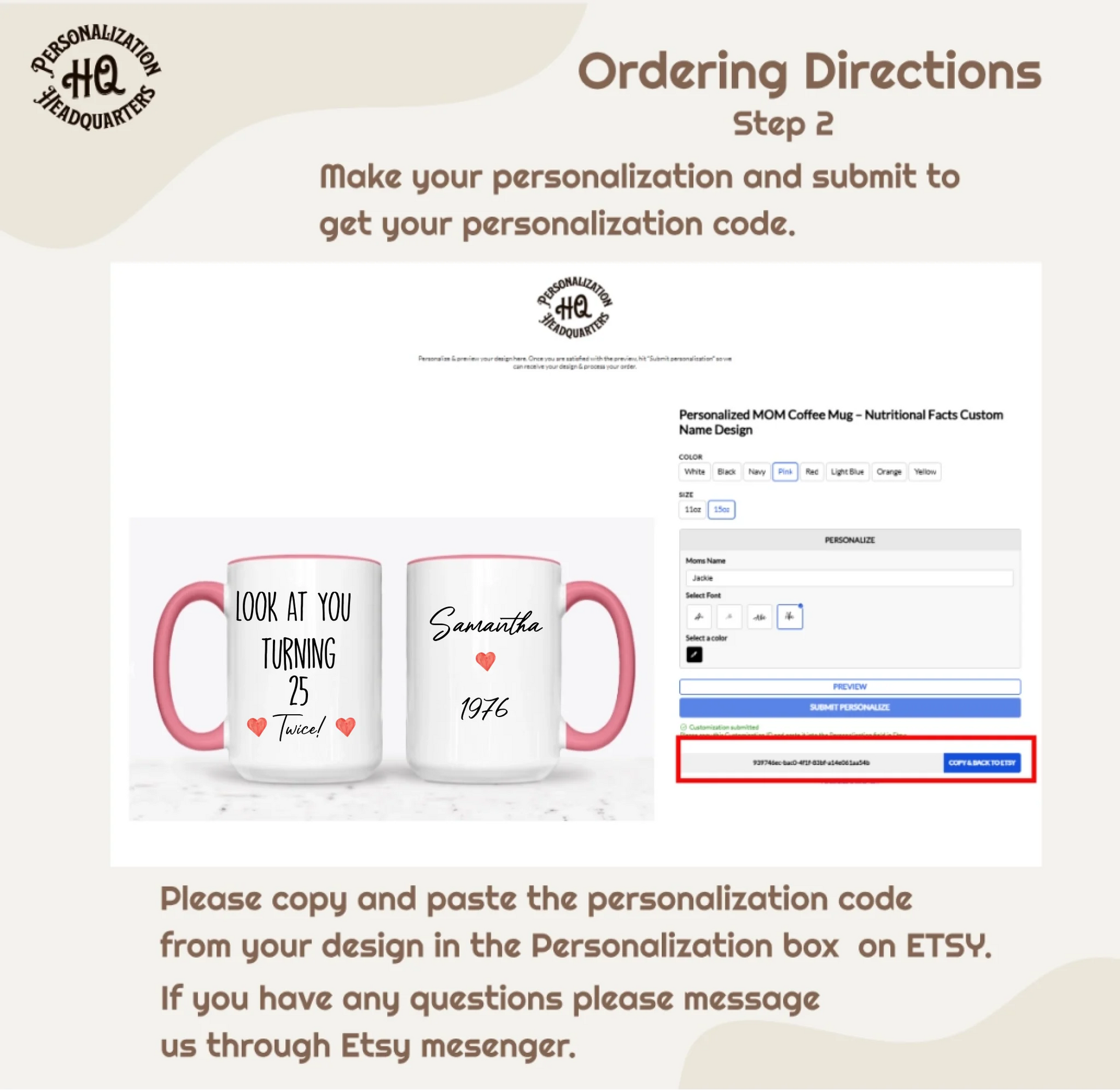 Minimalist and Organic Shop - Personalization Ordering Directions 3
