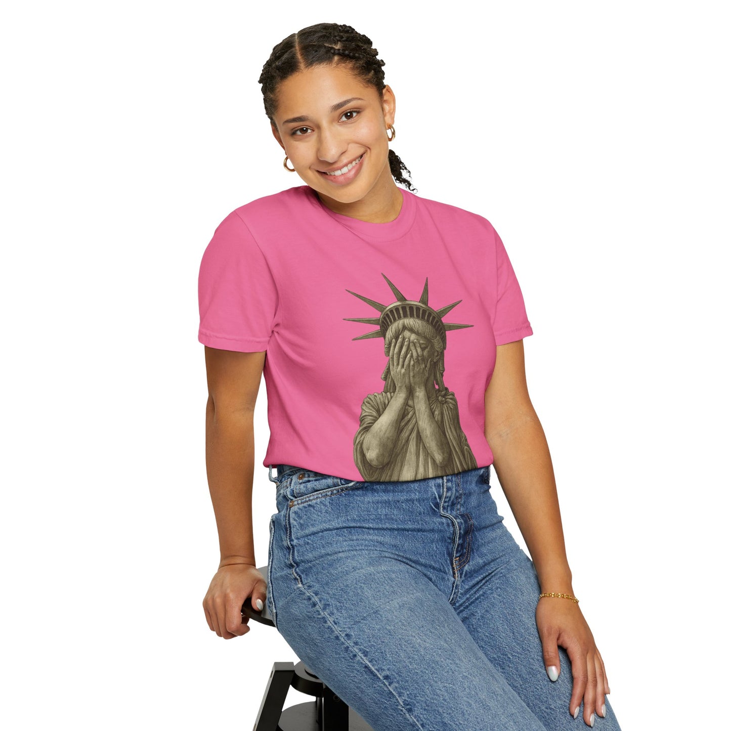 Lady Liberty Shocked Historian T-Shirt Parody Comfort Colors 1717