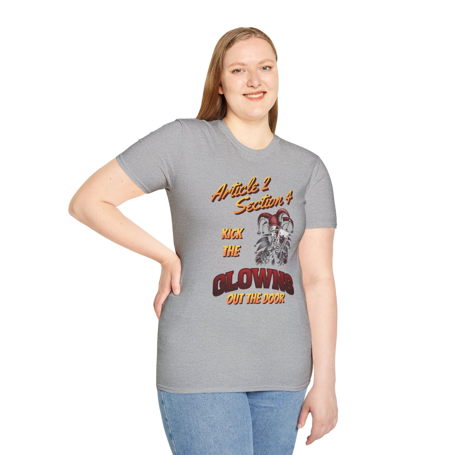 Kick That Clown graphic T-Shirt | Jester Skull Illustration, Article 2 Section 4