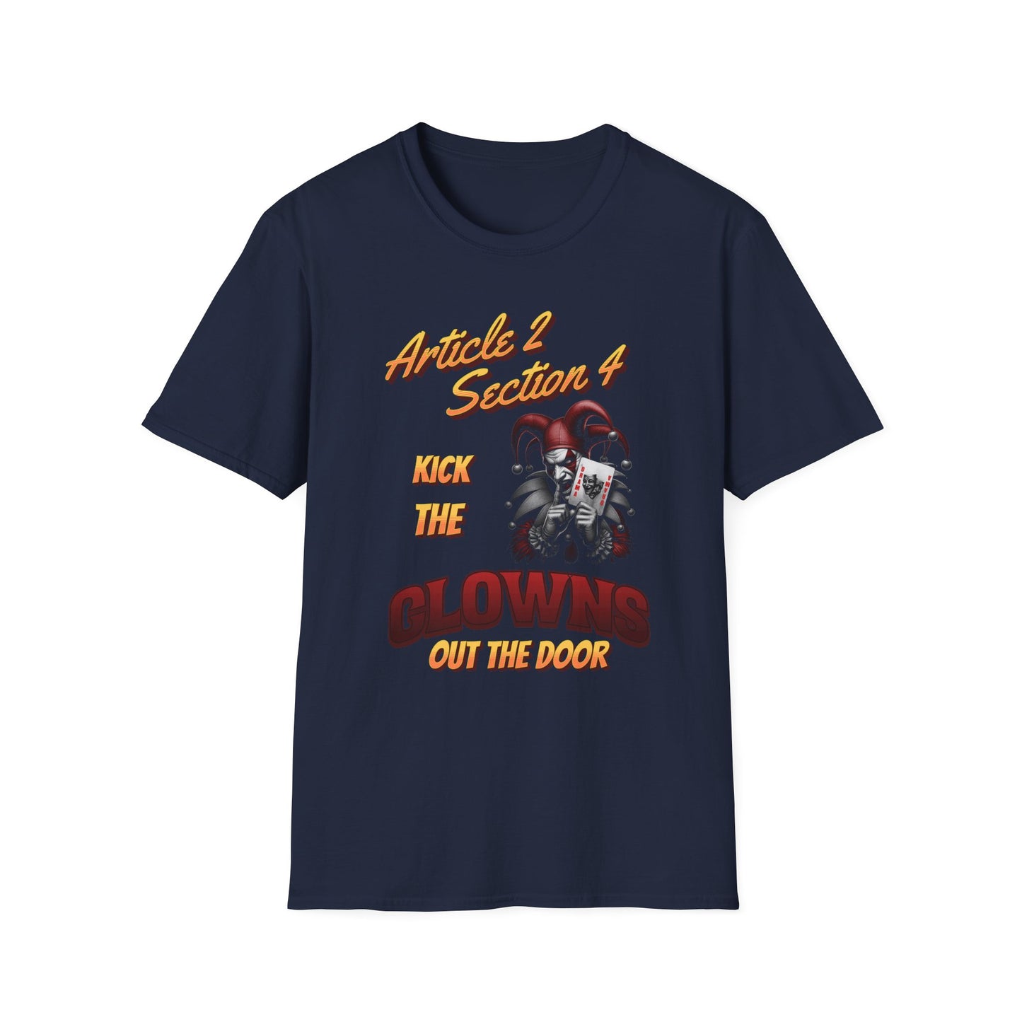 Kick That Clown graphic T-Shirt | Jester Skull Illustration, Article 2 Section 4
