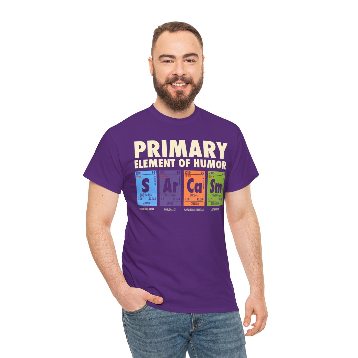 Primary Elements of Humor periodic table T-Shirt | Sarcasm Arrogance Smug