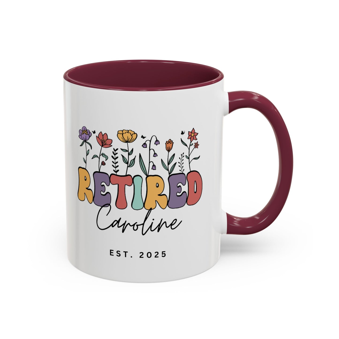 Personalized Retired Floral Name Mug | 11oz 15oz