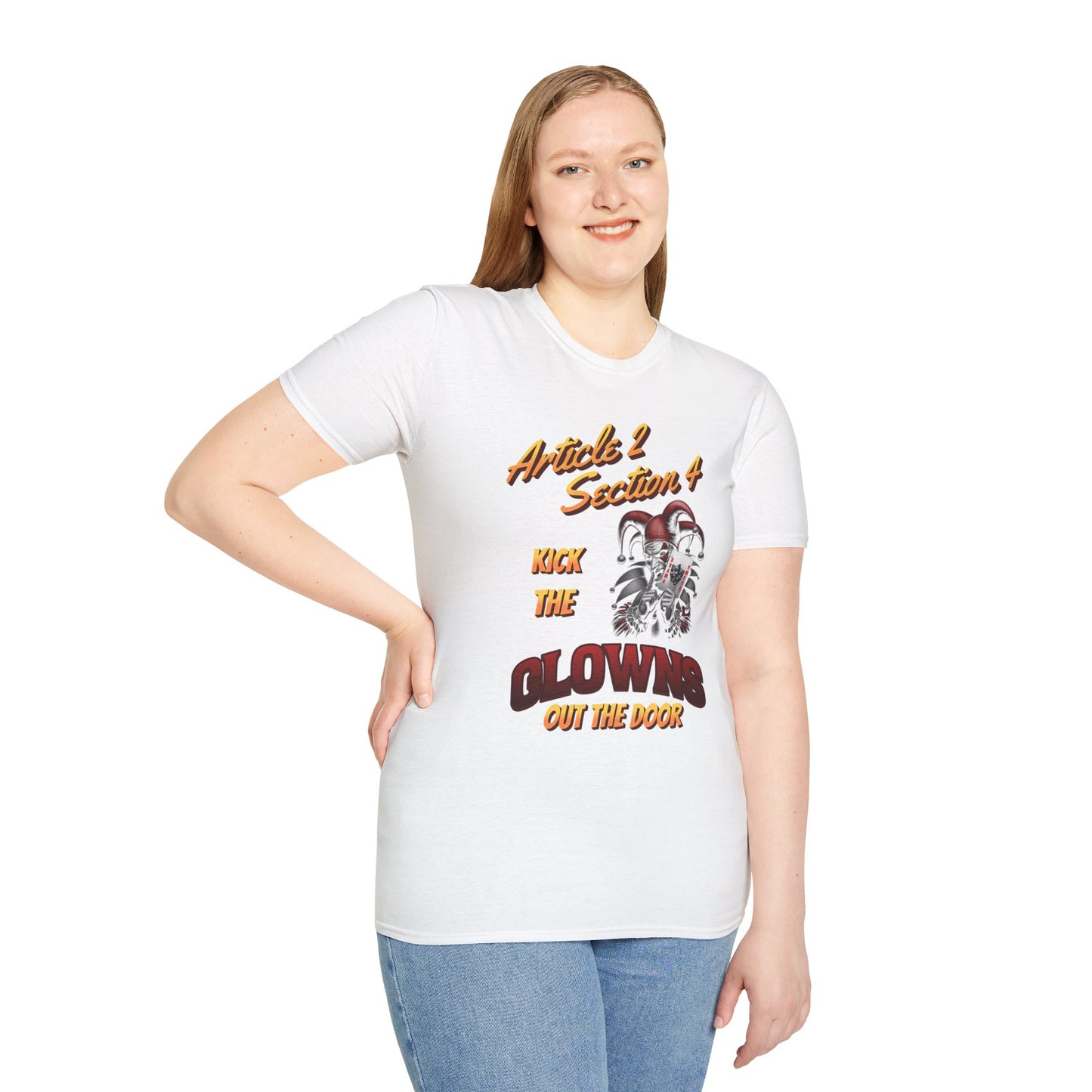 Kick That Clown graphic T-Shirt | Jester Skull Illustration, Article 2 Section 4