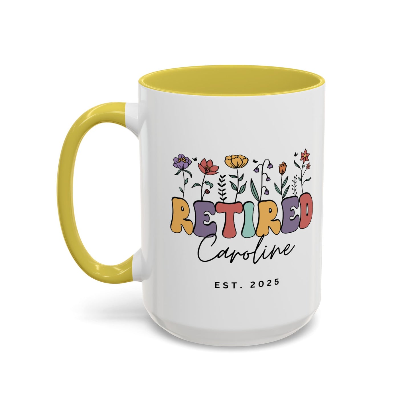 Personalized Retired Floral Name Mug | 11oz 15oz