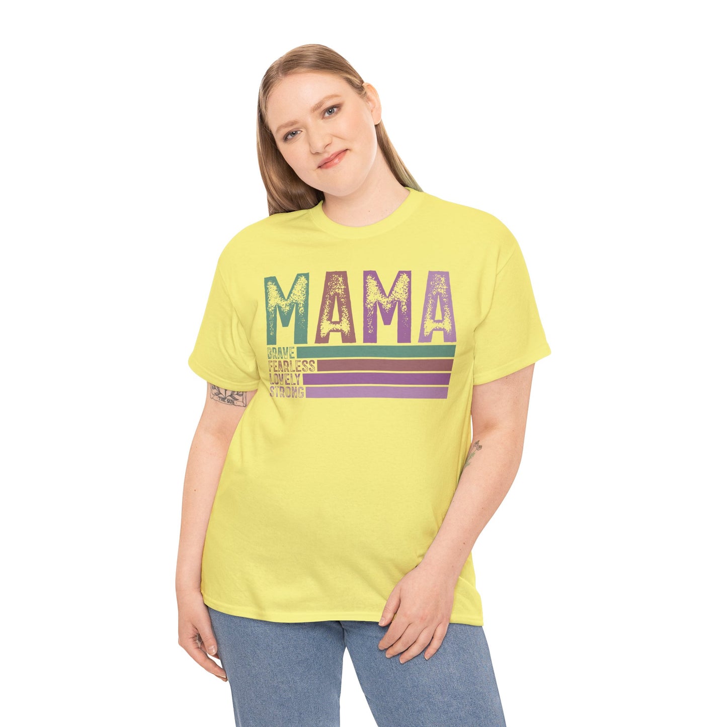 Inspirational Mama Tee - Brave, Fearless, Lovely, Strong Perfect for Mother's Day, Birthday. Asst. Colors & Sizes