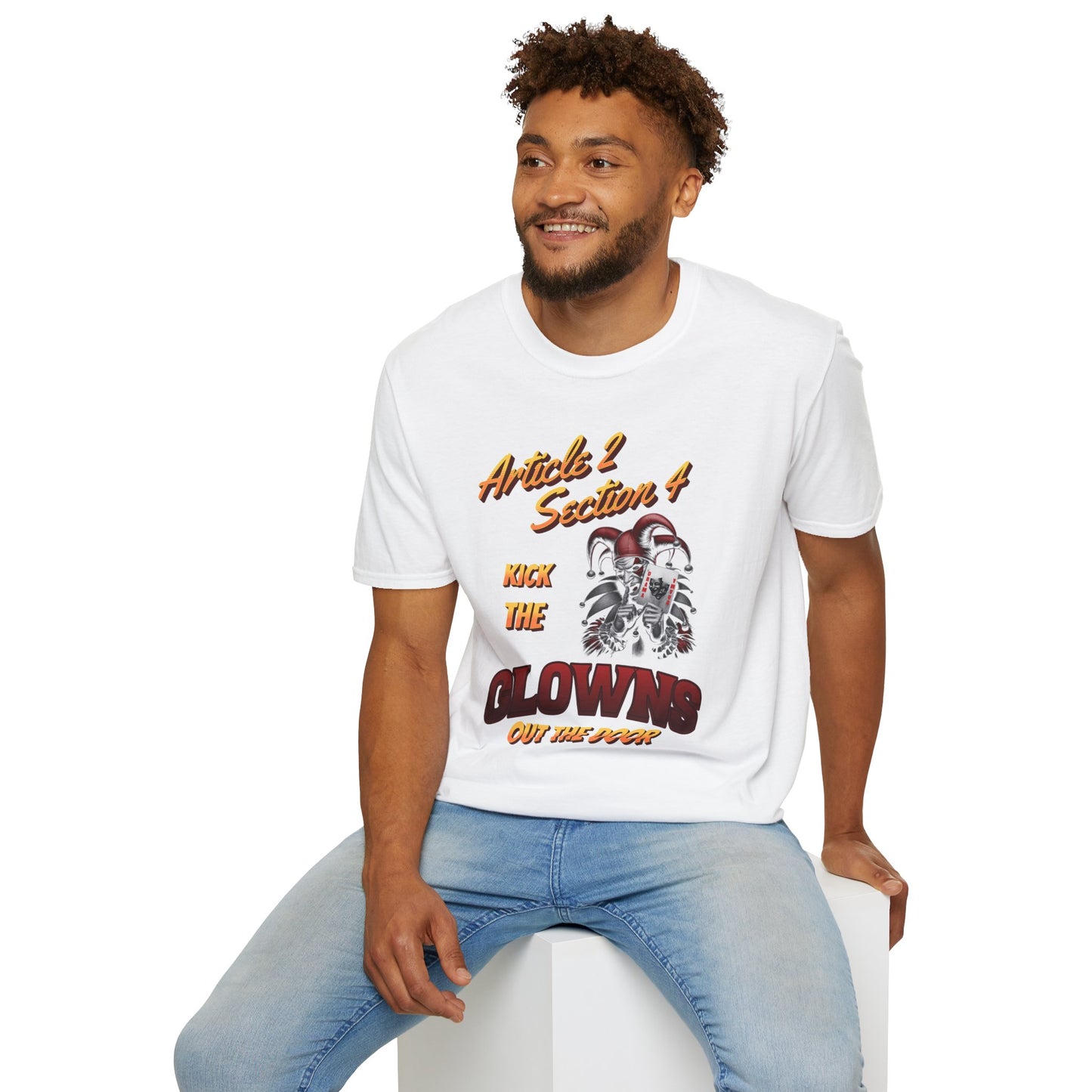 Kick That Clown graphic T-Shirt | Jester Skull Illustration, Article 2 Section 4