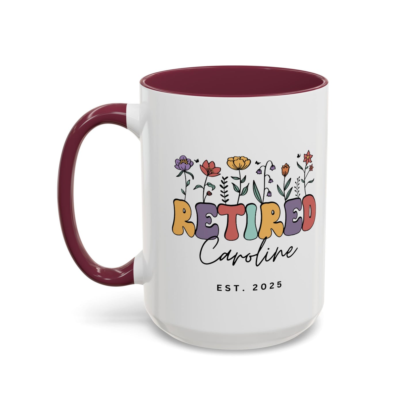Personalized Retired Floral Name Mug | 11oz 15oz