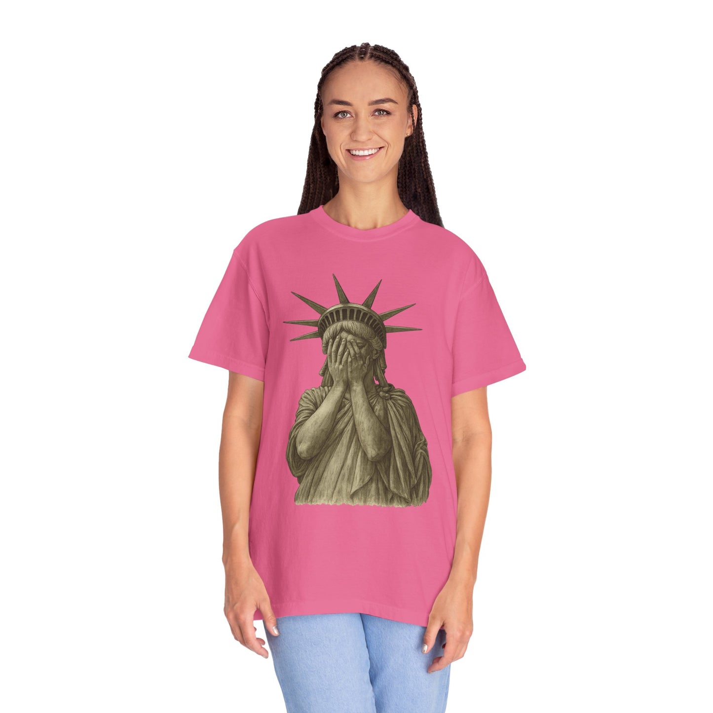Lady Liberty Shocked Historian T-Shirt Parody Comfort Colors 1717