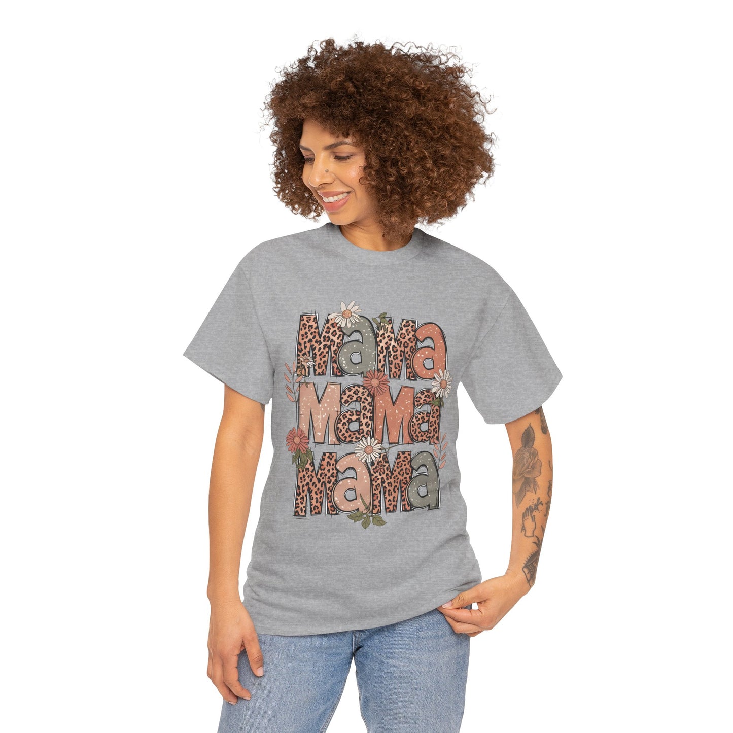 Floral Mama Unisex Heavy Cotton Tee - Perfect Gift for Moms!