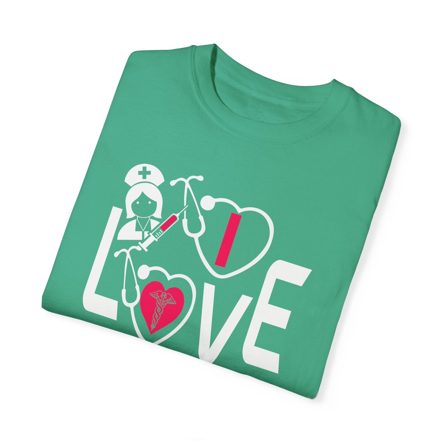 Comfort Colors "I Love Nurses "T-Shirt - Unisex Garment-Dyed Tee for Healthcare Heroes