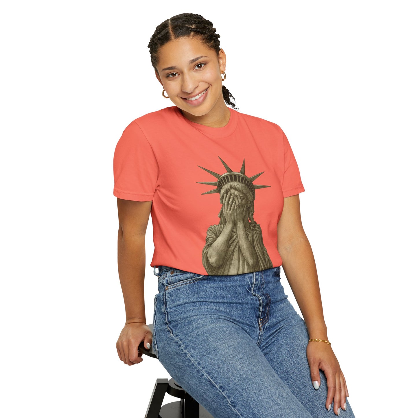 Lady Liberty Shocked Historian T-Shirt Parody Comfort Colors 1717