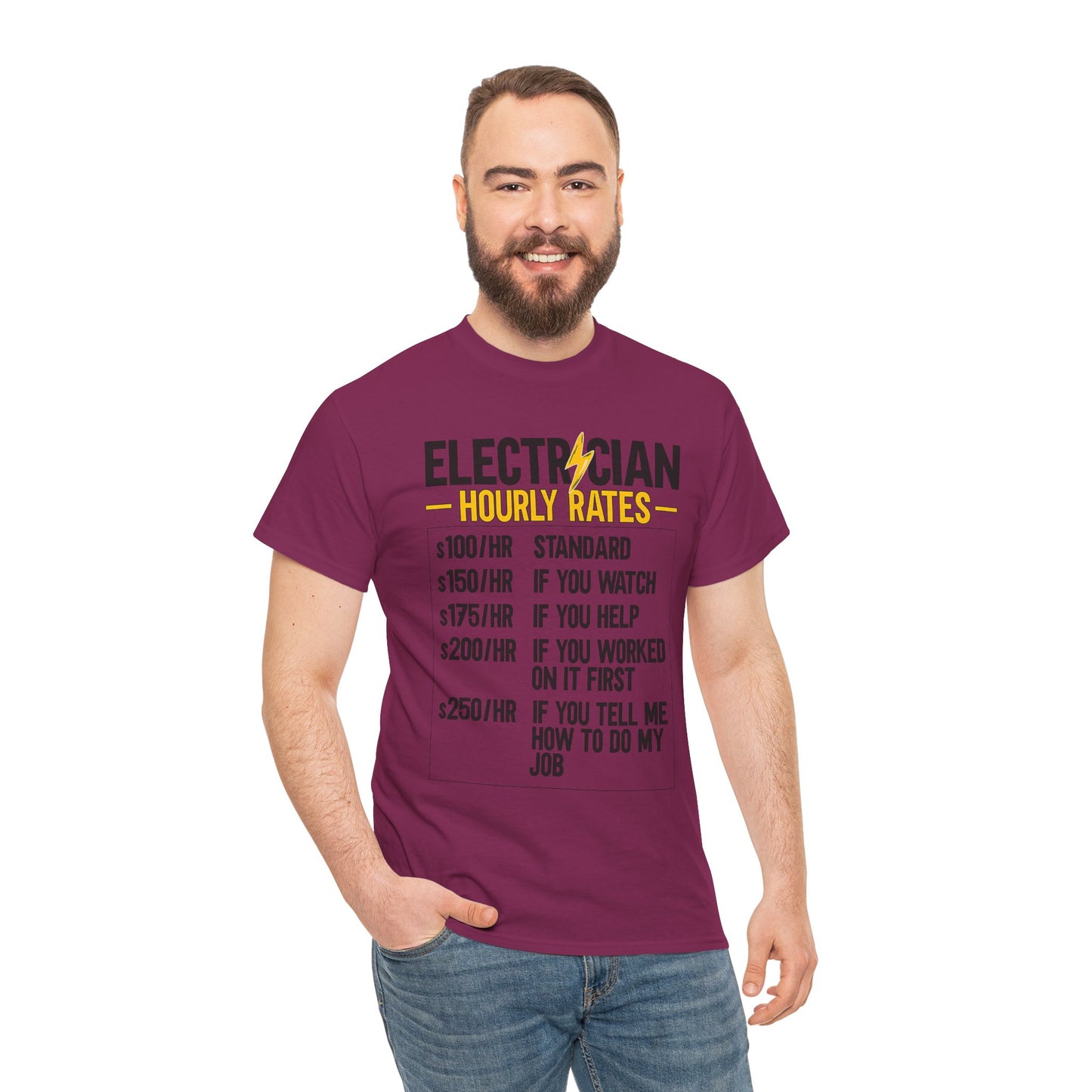 Electrician Hourly Rates T-Shirt | Funny Tradesman Tee