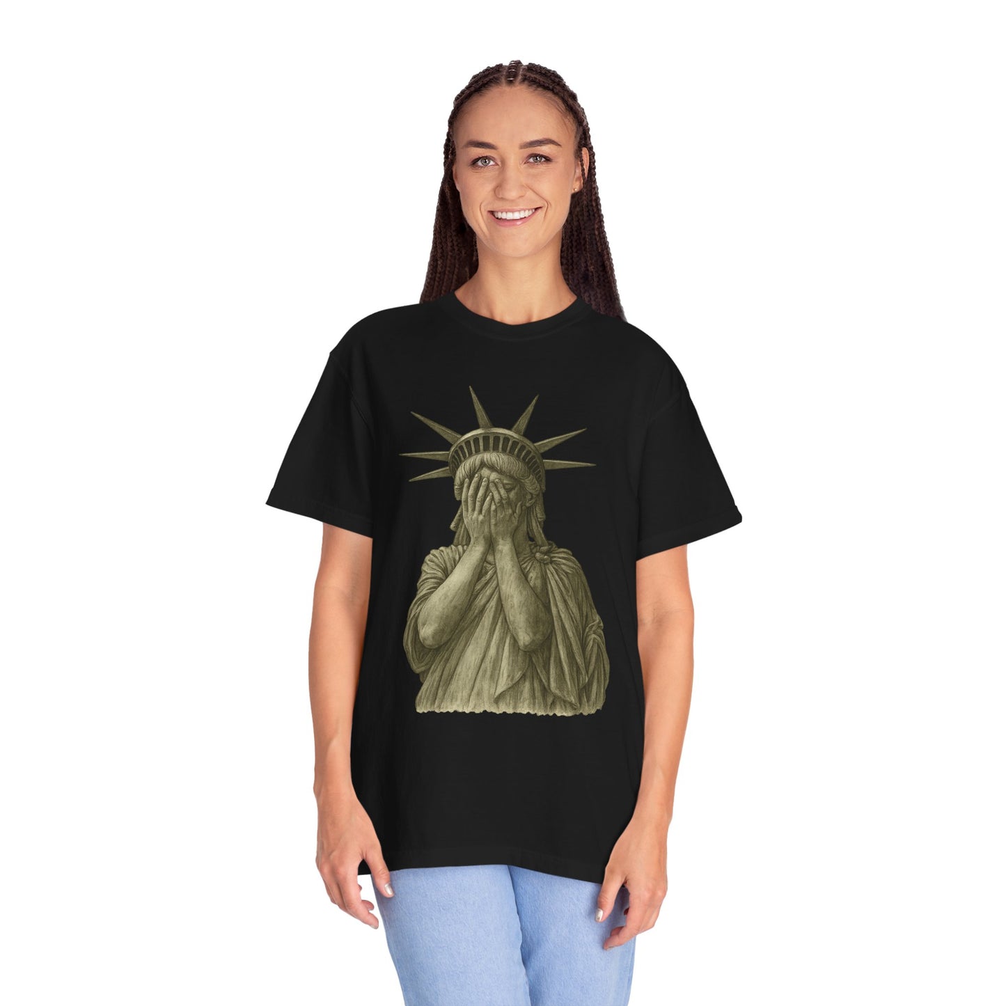 Lady Liberty Shocked Historian T-Shirt Parody Comfort Colors 1717